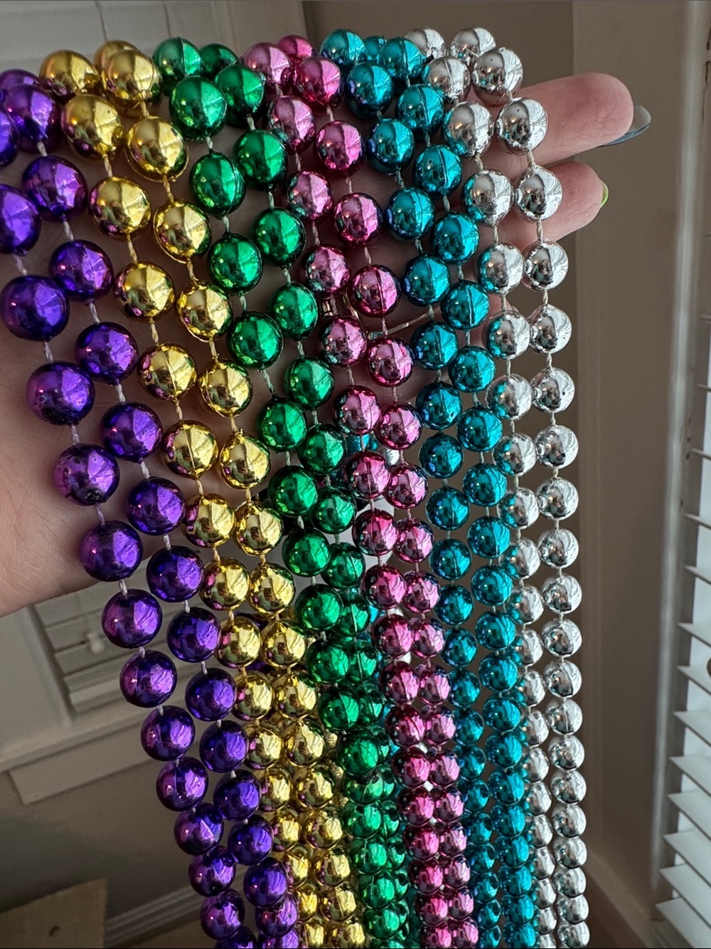 Mardi Gras Beads 28” Bulk Wholesale Dozen Lots Purple Gold Green Parade Beads